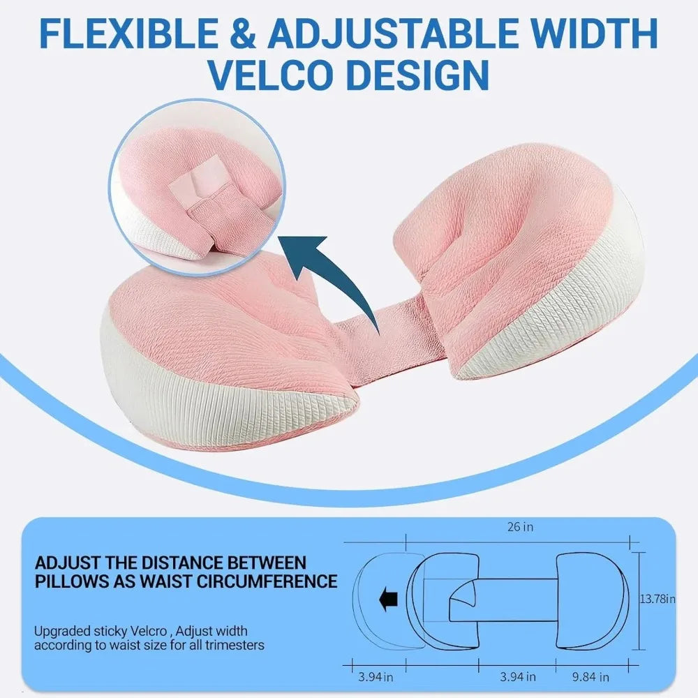 Pregnancy Pillow with 1pc Free An Auxiliary Pillow Cotton Waist Support Pillow for Pregnant Women Sleeping Body Pillow Support for Back, Belly, HIPS, and Legs
