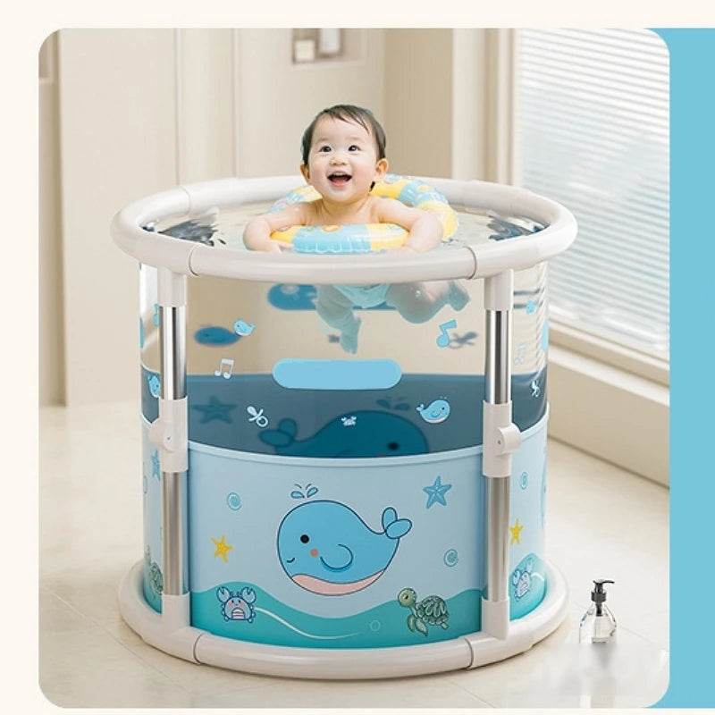 Baby&Adults Foldable and Transparent Thickened Bathtub for Newborns and Toddlers Indoor Use Baby Pool Newborn Home Swimming Tub