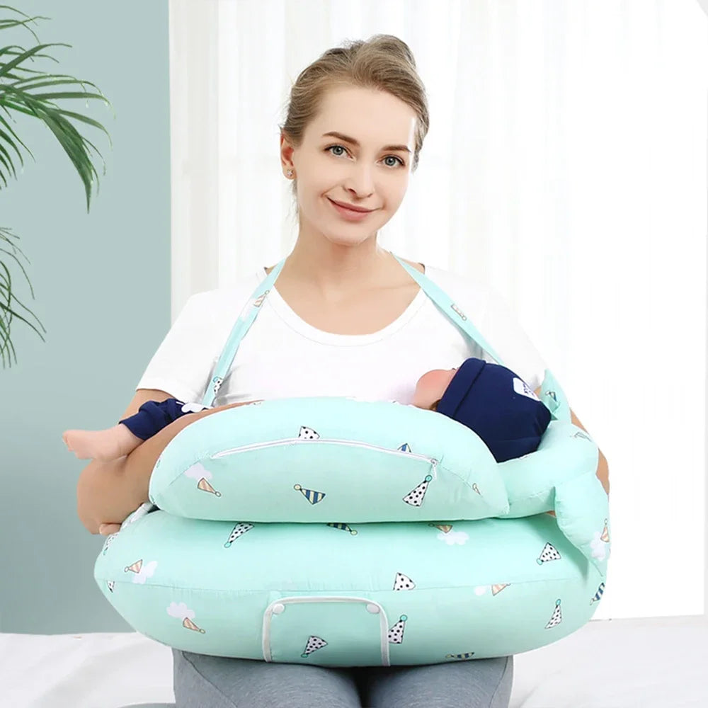 Nursing Pillow for Breastfeeding Plus Size Breastfeeding Pillows for Baby with Adjustable Waist Strap and Removable Cotton Cover