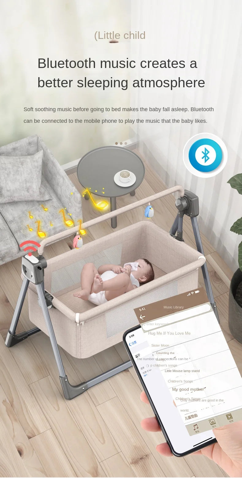 0-3 Years Old Baby Cradle Multifunctional Electric Intelligent Sleep Rocking Chair Newborn Baby Sleeping Basket Lift Bed BB Bed