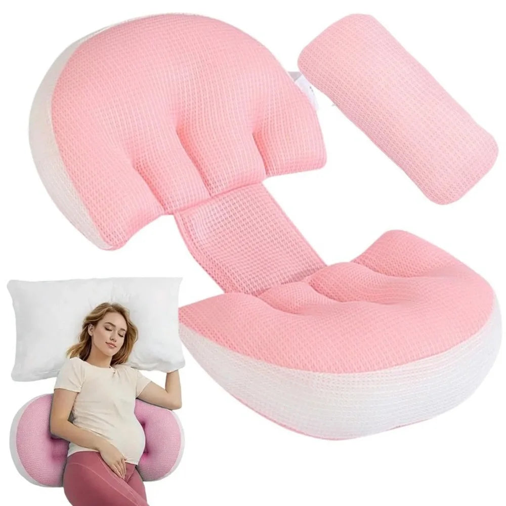 Pregnancy Pillow with 1pc Free An Auxiliary Pillow Cotton Waist Support Pillow for Pregnant Women Sleeping Body Pillow Support for Back, Belly, HIPS, and Legs
