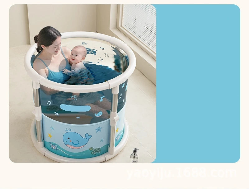 Baby&Adults Foldable and Transparent Thickened Bathtub for Newborns and Toddlers Indoor Use Baby Pool Newborn Home Swimming Tub