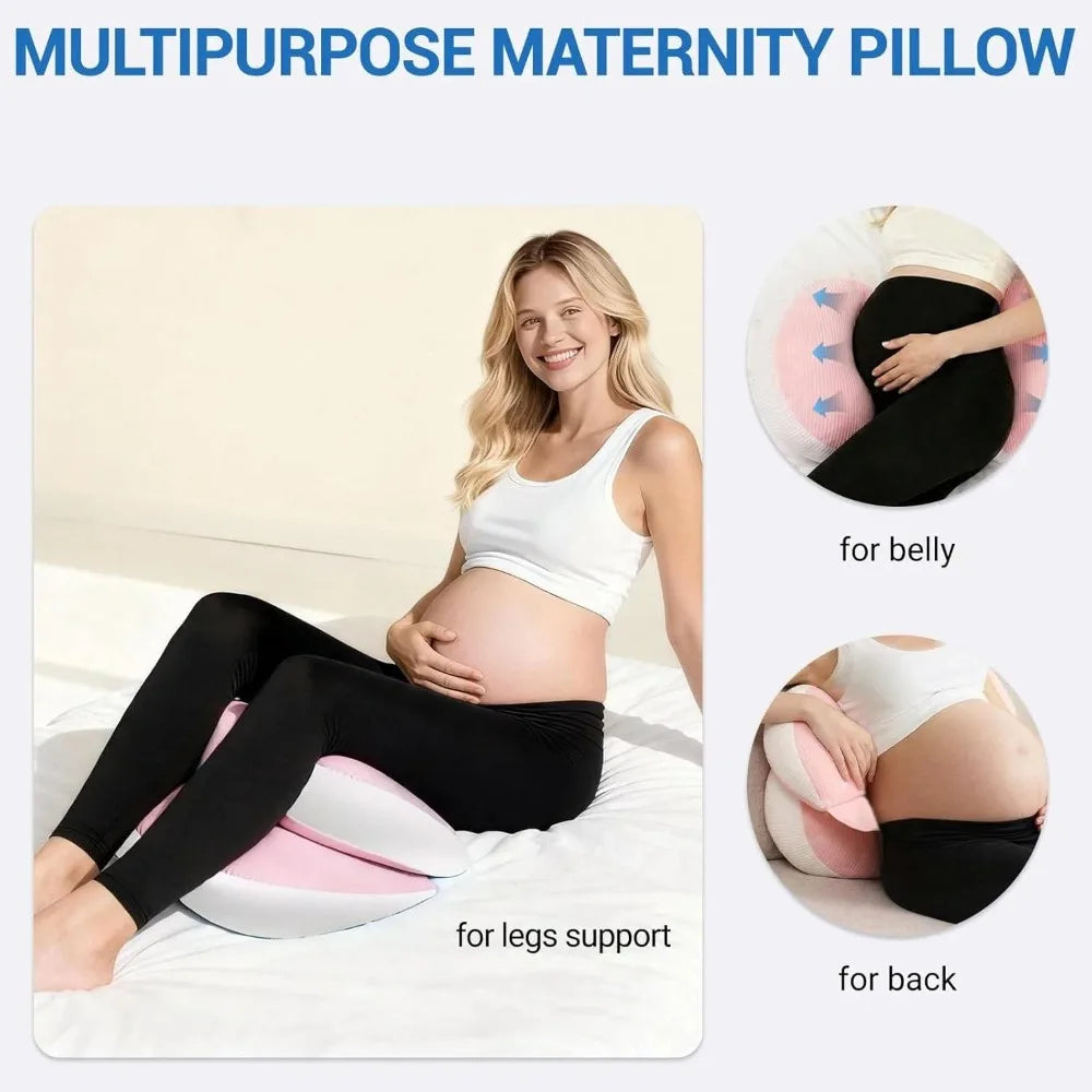 Pregnancy Pillow with 1pc Free An Auxiliary Pillow Cotton Waist Support Pillow for Pregnant Women Sleeping Body Pillow Support for Back, Belly, HIPS, and Legs