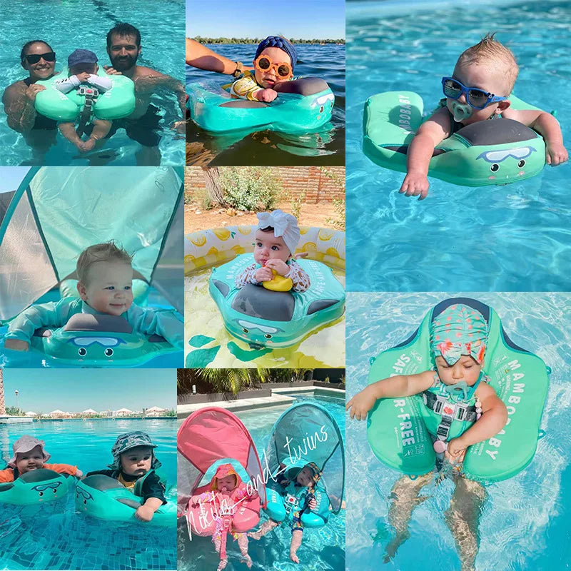 Mambobaby Non Inflatable Baby Swimming Float Foot Pad Seat Float Baby Swimming Toys Fun Boys Girls Gift
