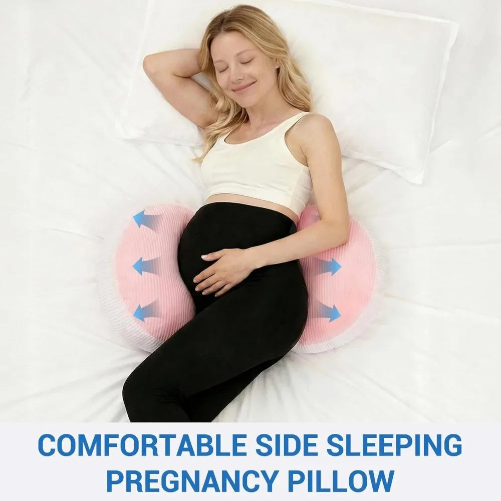 Pregnancy Pillow with 1pc Free An Auxiliary Pillow Cotton Waist Support Pillow for Pregnant Women Sleeping Body Pillow Support for Back, Belly, HIPS, and Legs